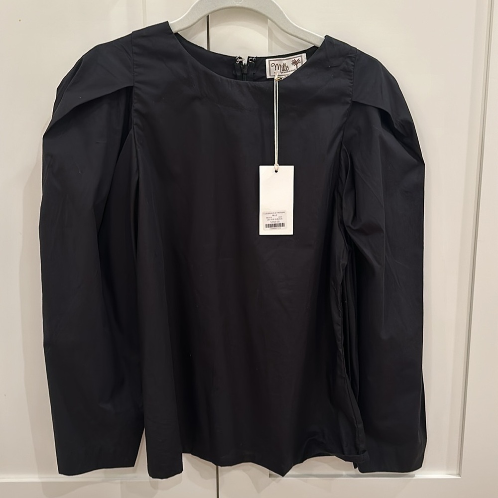Milly Lila long sleeve black blouse NWT